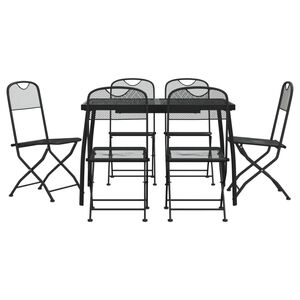 vidaXL Garden Dining Set | Anthracite | Metal mesh | 7 piece set | Foldable