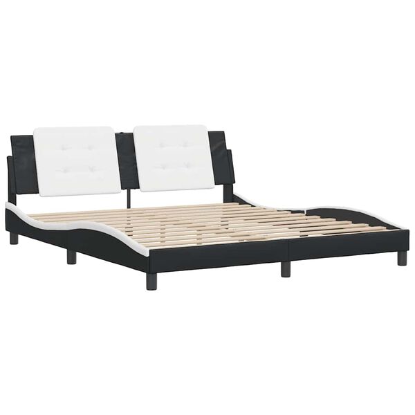 vidaXL Bed Frame without Mattress "Zadar" Black and White 180x200 cm Super King Faux Leather