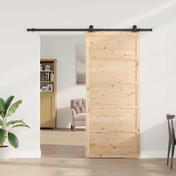 vidaXL Sliding Door Natural 80 x 208 cm Solid Pine Wood