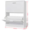 vidaXL White Wooden Shoe Cabinet with 2 Compartments