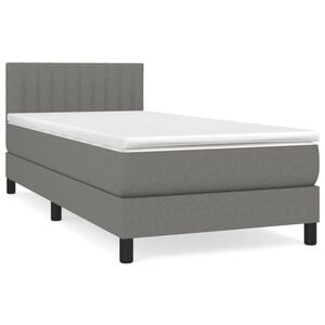 vidaXL Box Spring Bed with Mattress Dark Grey 100x200 cm Fabric