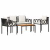 vidaXL Outdoor Furniture Set 4 pcs Black and Cream White Poly Rattan