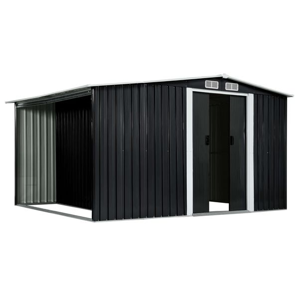 vidaXL Garden Shed with Sliding Doors Anthracite 329.5x205x178 cm Steel