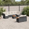 vidaXL 10 Piece Garden Sofa Set with Cushions Black Poly Rattan