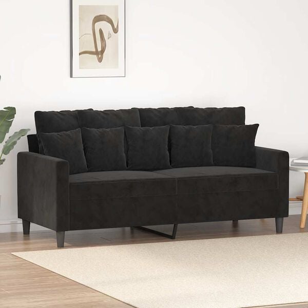vidaXL 2-Seater Sofa Black 140 cm Velvet