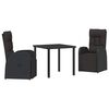 vidaXL Garden Dining Set 3 pcs Black Poly Rattan