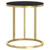 vidaXL Stylish Side Table | Gold and Black | Tempered Glass | 45 cm Diameter