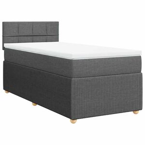 vidaXL Box Spring Bed with Mattress Dark Grey King Single Fabric