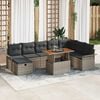 vidaXL Garden Sofa Set with Cushion 9 pcs Grey Poly Rattan