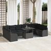 vidaXL Garden Sofa Set with Cushion Manual 11 pcs Black Poly Rattan