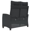vidaXL Reclining Garden Bench with Cushions Black Poly Rattan