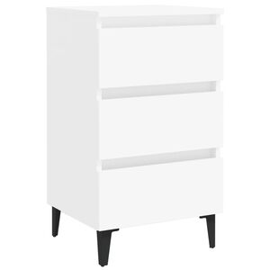 vidaXL Bed Cabinet with Metal Legs White 40x35x69 cm