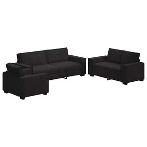vidaXL 3 Piece Sofa Set with Cushions Black Velvet