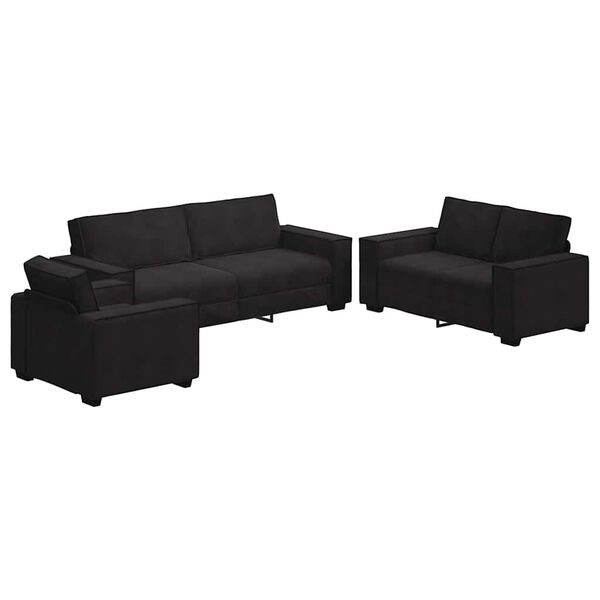 vidaXL 3 Piece Sofa Set with Cushions Black Velvet