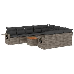 vidaXL 11 Piece Garden Sofa Set with Cushions Black Poly Rattan