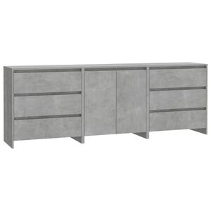 vidaXL Sideboard | Set of 3 | Concrete grey | Engineered wood | Large