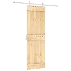 vidaXL Sliding Door Natural and White 70 x 210 cm Solid Pine Wood