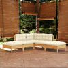 vidaXL 5 Piece Garden Lounge Set with Cream Cushions Pinewood