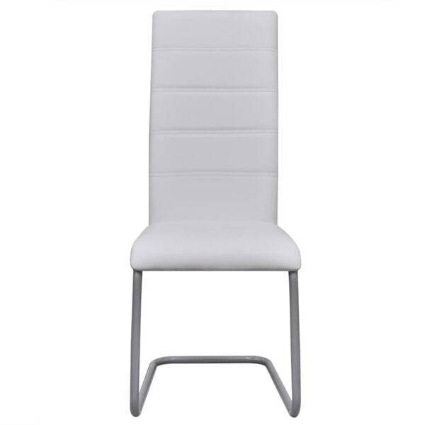 vidaXL Cantilever Dining Chairs 4 pcs White Faux Leather