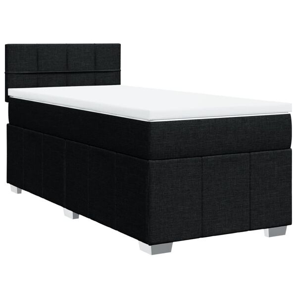 vidaXL Box Spring Bed with Mattress Black King Single Fabric