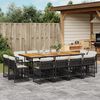 vidaXL 13 Piece Garden Dining Set with Cushions Black Poly Rattan