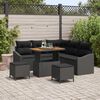 vidaXL Garden Sofa Set with Cushion 8 pcs Black Poly rattan