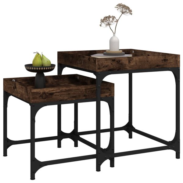 vidaXL Side Tables 2 pcs Smoked Oak Engineered Wood