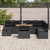 vidaXL Garden Sofa Set Height-Adjustable 9 pcs Black Poly Rattan