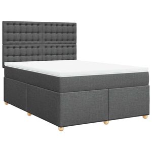 vidaXL Box Spring Bed with Mattress Dark Grey Double Fabric