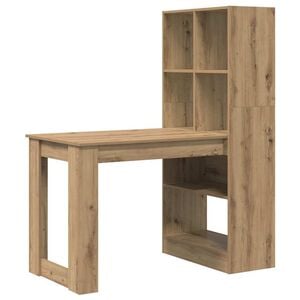 vidaXL Desk with Shelf Artisan Oak 122 x 67 x 145 cm Engineered Wood