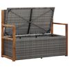 vidaXL Storage Bench 115 cm Poly Rattan and Solid Acacia Wood Grey