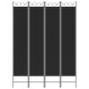 vidaXL 4-Panel Room Divider Black 160x220 cm Fabric