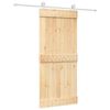 vidaXL Sliding Door Natural and White 90 x 210 cm Solid Pine Wood