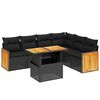 vidaXL 7 Piece Garden Sofa Set with Cushions Black Poly Rattan