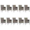 vidaXL 11 Piece Garden Dining Set with Cushions Grey Poly Rattan