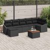 vidaXL Garden Sofa Set with Cushion 8 pcs Black Poly Rattan