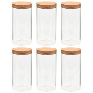 vidaXL Storage Glass Jars with Cork Lid 6 pcs 1100 ml