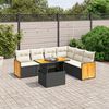 vidaXL 7 Piece Garden Sofa Set with Cushions Black Poly Rattan