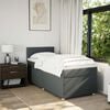 vidaXL Box Spring Bed with Mattress Dark Grey King Single Fabric