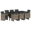 vidaXL Garden Dining Set 9 pcs Grey Poly Rattan