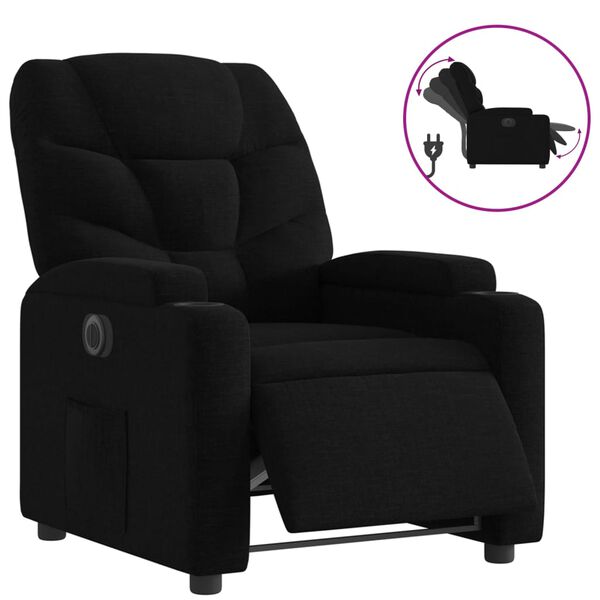 vidaXL Electric Recliner Chair Black Fabric