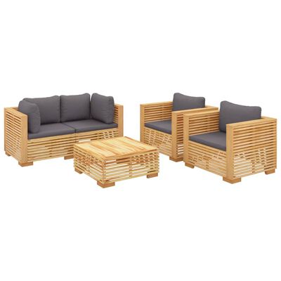 vidaXL 5 Piece Garden Lounge Set with Cushions Solid Wood Teak