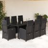 vidaXL 9 Piece Garden Dining Set with Cushions Black Poly Rattan
