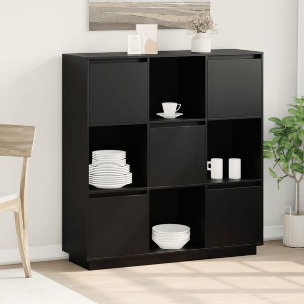 vidaXL Highboard Black 110.5x35x117 cm Solid Wood Pine