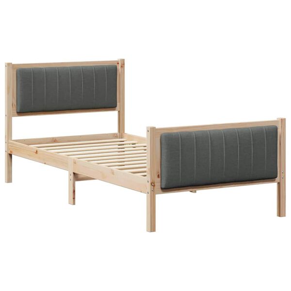 vidaXL Bed frame Brown and dark grey 90 x 190 cm Solid pine wood