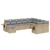 vidaXL 10 Piece Garden Sofa Set with Cushions Beige Poly Rattan