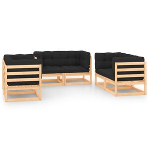 vidaXL 6 Piece Garden Lounge Set with Cushions Solid Pinewood