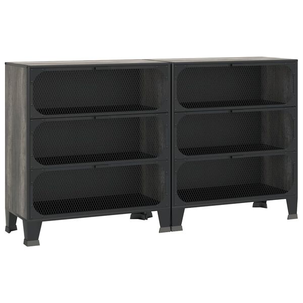 vidaXL Storage Cabinets 2 pcs Grey 72x36x82 cm Metal and MDF