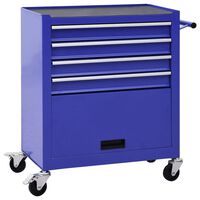 vidaXL Tool Trolley with 4 Drawers Steel Blue