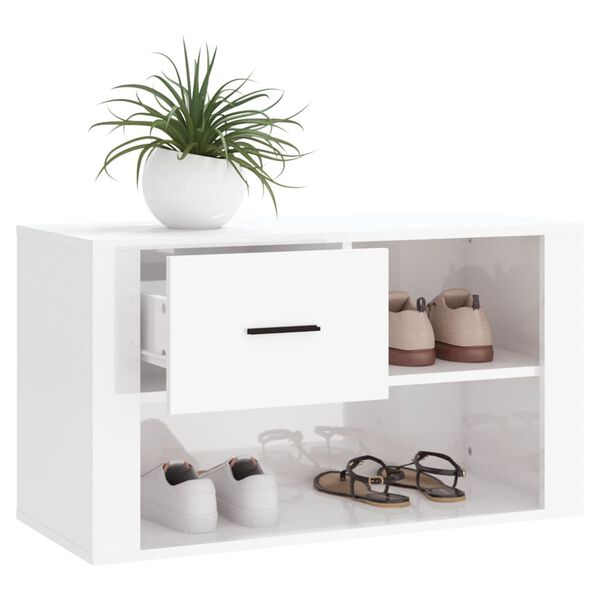 vidaXL Shoe Cabinet High Gloss White 80x35x45 cm Engineered Wood